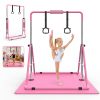 Gymnastics Bar for Kids, Gymnastics Horizontal Bar with Adjustable Height Foldable Training Bar with Mat for Home Practice