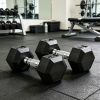 2 X 15lbs Hex Dumbbell Set for Home Gym Workout Rubber Weights with Non-Slip Handles Anti-Roll Fitness Exercise Dumbbells for Women And Men Black