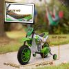 Kids Dirt Bike Battery-Powered Ride-On Electric Motorcycle with Charging 12V Battery, Training Wheels Green