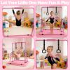 Gymnastics Bar for Kids, Gymnastics Horizontal Bar with Adjustable Height Foldable Training Bar with Mat for Home Practice