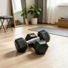2 X 15lbs Hex Dumbbell Set for Home Gym Workout Rubber Weights with Non-Slip Handles Anti-Roll Fitness Exercise Dumbbells for Women And Men Black