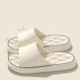 Non-slip Design Bathroom Slippers Home Summer Thick Sole Floor Bedroom House Shoes For Women Men (Option: White-36to37)