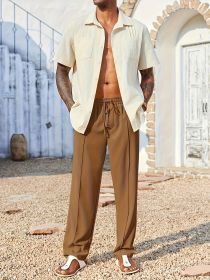Slacks, Trendy Slacks, Men's Trousers, Men's Trousers, Long Pants, Straight Pants, Corduroy Slacks, Corsets, Anti-wrinkle Slacks, Cropped Pants, Men's (Option: Brown-S)