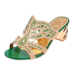 Ladies fashion sandals (Option: Green-37)