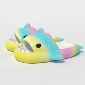 Gradient Rainbow Shark Slippers Women's Summer Indoor (Option: Yellow green powder-36or37)