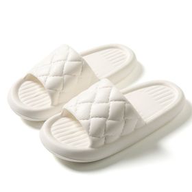 New Rhombus Home Slippers Summer Non-slip Floor Bathroom Slipper Lightweight Simple House Shoes For Women Men (Option: White-36to37)