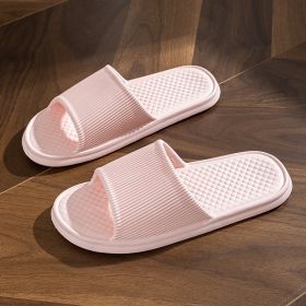 Summer Slipper Indoor House Shoes For Men Women Couples Solid Color Rhombus Striped Non-slip Bathroom Slippers (Option: Pink-36to37)