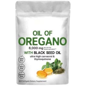 Oil Of Oregano With Black Seed Oil 6000mg Organic Oregano Oil Capsules -Non-GMO, Gluten Free 300 Softgels (Option: Black-Softgels)