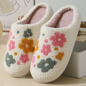 Warm Indoor Comfortable Colorful Flowers Cotton Slippers (Option: Main image color-36or37)