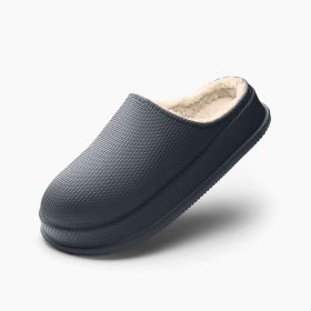 EVA Autumn And Winter Poop Feeling Plus Size Couple Waterproof Non-slip Warm Home Cotton Slippers (Option: 36or37-Dark Gray)