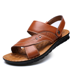 Men Sandals Summer Beach Shoes Adjustable Back Strap Design Slippers Slides (Option: Yellowish-Size37)