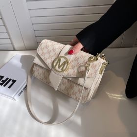 Niche Personality Printed Letter Shoulder Messenger Bag (Color: Beige)