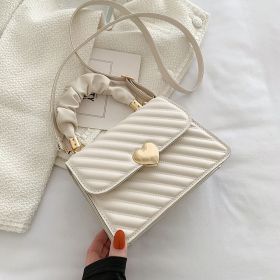 Women Handbags Fashion Chain Shoulder Bags With Love Metal Design (Color: White)