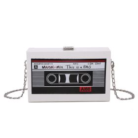 Women's Bag Creative Tape Chain Crossbody Box Bag (Color: White)