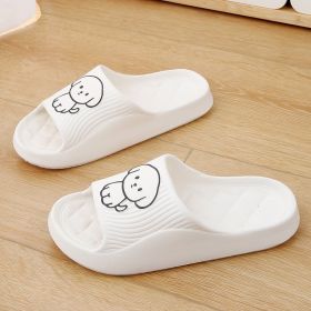 Cute Cartoon Dog Slippers Summer Solid Color Non-slip Rhombus Bathroom Slipper Indoor House Shoes For Men Women Couples (Option: White-36to37)