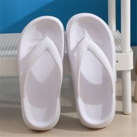 Clip Toe Shoes Eva Non-Slip Slippers Soft Sole Flip Flops Women Thick Bottom Bathroom Slides Summer (Option: White-36and37)