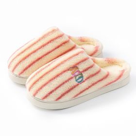 Colorful Vertical Terms Plush Soft Cotton Slippers (Option: Pink-36to37)
