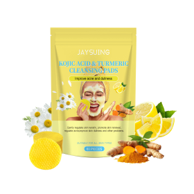 Jaysuing Kojic Acid Turmeric Exfoliating Cleansing Pad Gently Cleanses The Skin And Exfoliates The Skin, Gently Purifying And Soothing The Skin (Option: 1pcs)