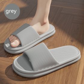 Striped Design Home Slippers For Women Men Soft Anti-slip Floor Bathroom Slippers Solid House Shoes (Option: Grey-40or41)