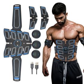 EMS Fitness Apparatus Set; Smart Fitness Stickers For Abdominal Muscle And Upper Arm Muscle Exercise; Abdominal Workout; Home Office Fitness Work (Color: Black)