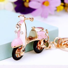 Creative Water Drill Electric Bicycle Car Key Ring (Color: Pink)