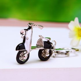 Creative Water Drill Electric Bicycle Car Key Ring (Color: Black white)