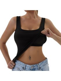 Womens Tank Tops with Built in Bras Yoga Workout Sports Activewear (Color: Black, size: M)