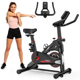 Indoor Exercise Bike, Stationary Cycling Bike with Monitor, Adjustable Resistance, Comfortable Seat & Handlebars, Stable Base (Color: as Pic)