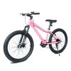 24 Inch Youth Mountain Bike with 7 Speeds & Front Suspension Durable Steel Frame, Alloy Rims & Disc Brakes For Boys and Girls in Multiple Colors