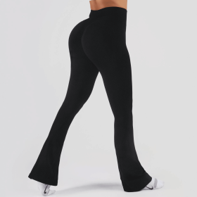 Womens Flared Yoga Pants, High Waisted Flare Leggings Bottom Bootcut Yoga Pants (Color: Black, size: XL)