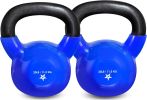 Kettlebell, 5-100 LB Vinyl Coated Cast Iron Strength Training Kettlebells for Home Gym Exercises, Fitness, Full Body Workout Equipment, Push Ups