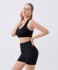Workout Sets for Women 2 Piece Seamless Ribbed Crop Tank High Waist Shorts Yoga Outfits