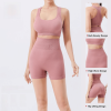 Workout Sets for Women 2 Piece Seamless Ribbed Crop Tank High Waist Shorts Yoga Outfits