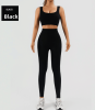 Women's Workout Outfits Ribbed Tank 2 Piece Seamless High Waist Gym Outfit Yoga Shorts Leggings Sets