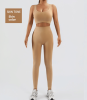 Women's Workout Outfits Ribbed Tank 2 Piece Seamless High Waist Gym Outfit Yoga Shorts Leggings Sets