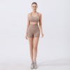 Workout Sets for Women 2 Piece Seamless Ribbed Crop Tank High Waist Shorts Yoga Outfits