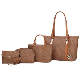 MKF Collection Marimar M Signature Vegan Leather Women's Tote Bag by Mia K – 4 Pcs set (Color: Tan)