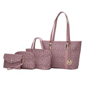MKF Collection Marimar M Signature Vegan Leather Women's Tote Bag by Mia K – 4 Pcs set (Color: Purple)