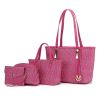 MKF Collection Marimar M Signature Vegan Leather Women's Tote Bag by Mia K – 4 Pcs set