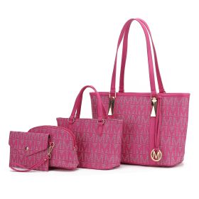 MKF Collection Marimar M Signature Vegan Leather Women's Tote Bag by Mia K – 4 Pcs set (Color: Fuchsia)