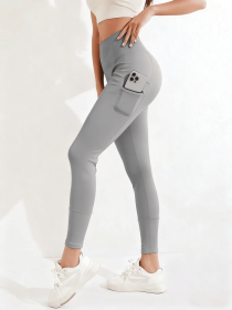 New autumn and winter high waisted, waist cinching, hip lifting fitness yoga pants, warm outdoor running and fitness pants (Color: dark gray, size: XXL)