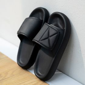 Poop Feeling Velcro Platform Female Summer Couple Bathroom Home Bath Eva Slippers (Option: 35 36-Black)