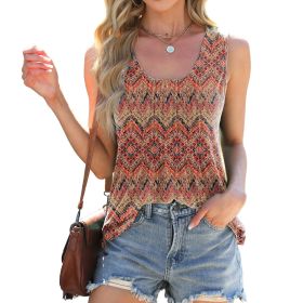 2025 Spring/Summer New Round Neck Tie Dyeing Printed Loose Sleeveless T-shirt Tank Top for Women (size: S)