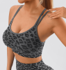 Women's Leopard Print Workout Sets 2 Piece Outfits Crop Tank Tops and Shorts Sports Yoga Gym Tracksuit