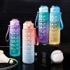 32oz/900mL Motivational Water Bottle With Straw & Time Marker; Daily Water Intake Bottle With Carrying Strap For Fitness Gym School Mountain Clim