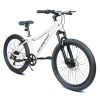 24 Inch Youth Mountain Bike with 7 Speeds & Front Suspension Durable Steel Frame, Alloy Rims & Disc Brakes For Boys and Girls in Multiple Colors