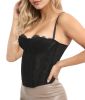 Lace Bustier Corset Tops for Women Going Out Mesh Overbust Adjustable Strap Waist Cincher Crop Bustier Party Rave Date Night Outfit Tank Top