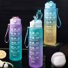 32oz/900mL Motivational Water Bottle With Straw & Time Marker; Daily Water Intake Bottle With Carrying Strap For Fitness Gym School Mountain Clim