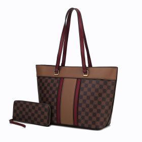 MKF Collection Fabiola Tote Handbag with wallet Vegan Leather Womens by Mia k (Material: Vegan Leather, Color: Coffee-Red)