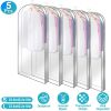 5 Pack Garment Bag for Hanging Clothes Dustproof Waterproof Hanging Clothes Storage Bag Clear Transparent Suits Cover for Sweater Jacket Coat Dress Sh